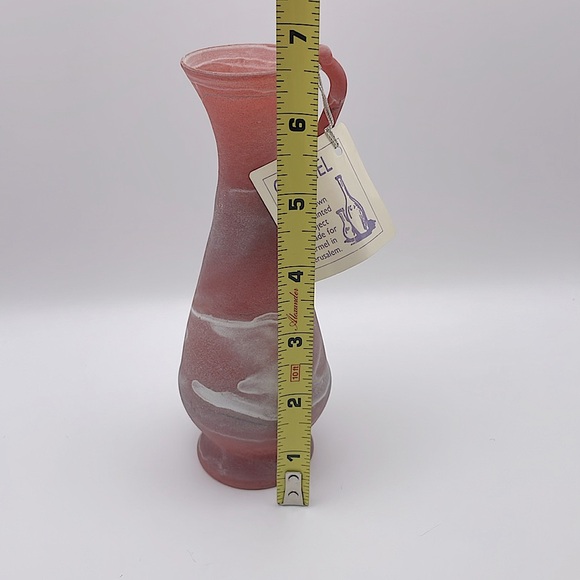 Hand-painted Satin Glass Vessel Made for Carmel in Jerusalem, Dusty Red/White - Picture 9 of 9